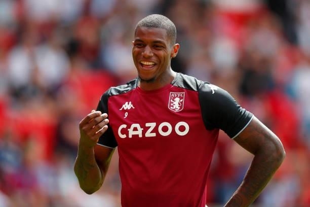Wesley Moraes of Aston Villa reacts during the warm-up in Pre-Season Friendly between Stoke City and Aston Villa at bet365 Stadium on July 24, 2021...