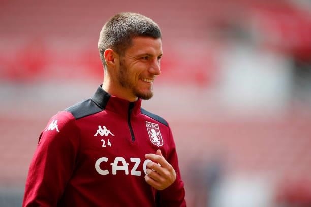Frederic Guilbert of Aston Villa looks on during the Pre-Season Friendly between Stoke City and Aston Villa at bet365 Stadium on July 24, 2021 in...