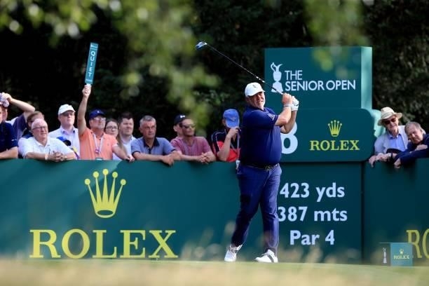 Darren Clarke of Northern Ireland during day three of The Senior Open Presented by Rolex at Sunningdale Golf Club on July 24, 2021 in Sunningdale,...