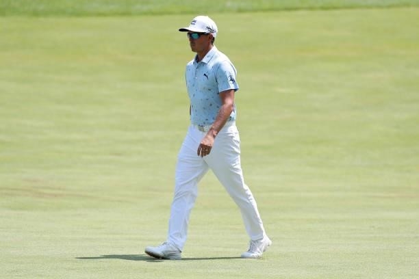 Rickie Fowler walks across the 12th hole during the Third Round of the 3M Open at TPC Twin Cities on July 24, 2021 in Blaine, Minnesota.
