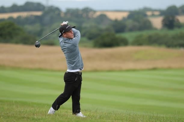 Brendan Lawlor of Ireland in action during the third round of the Cazoo Open supported by Gareth Bale at Celtic Manor Resort on July 24, 2021 in...