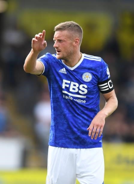 Jamie Vardy of Leicester City during the Pre-Season Friendly match between Burton Albion and Leicester City at Pirelli Stadium on July 24, 2021 in...