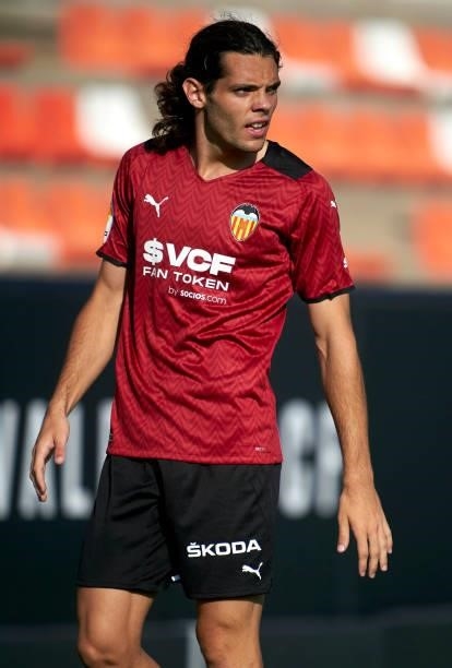 Fran Perez of Valencia CF looks on during the pre-season friendly match between Valencia CF and FC Cartagena at Antonio Puchades Stadium on July 24,...