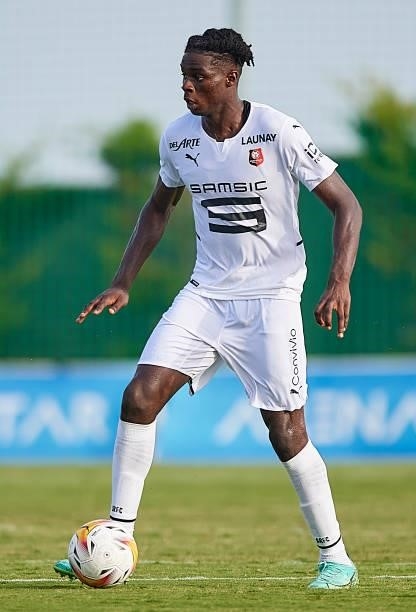Lesley Uhochucku of Stade Rennais in action during a Pre-Season friendly match between Levante UD and Stade Rennais at Pinatar Arena on July 24, 2021...