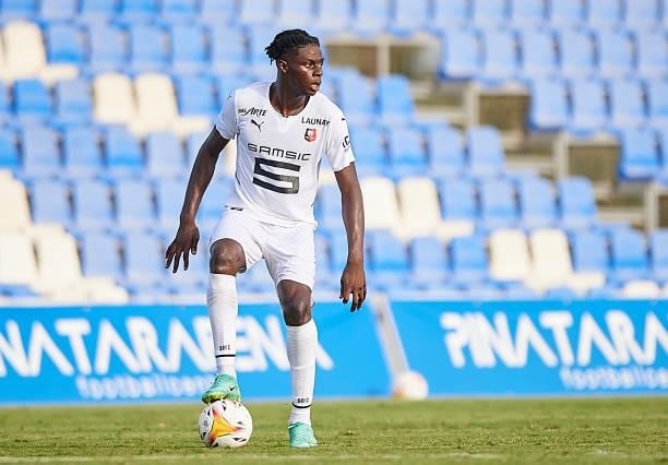 Lesley Uhochucku of Stade Rennais in action during a Pre-Season friendly match between Levante UD and Stade Rennais at Pinatar Arena on July 24, 2021...