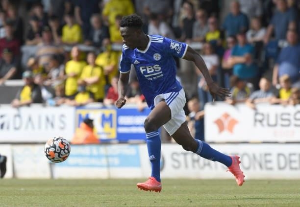Kamal Sowah of Leicester City during the Pre-Season Friendly match between Burton Albion and Leicester City at Pirelli Stadium on July 24, 2021 in...