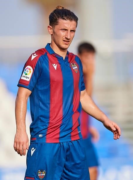 Enis Bardhi of Levante UD looks on during a Pre-Season friendly match between Levante UD and Stade Rennais at Pinatar Arena on July 24, 2021 in...