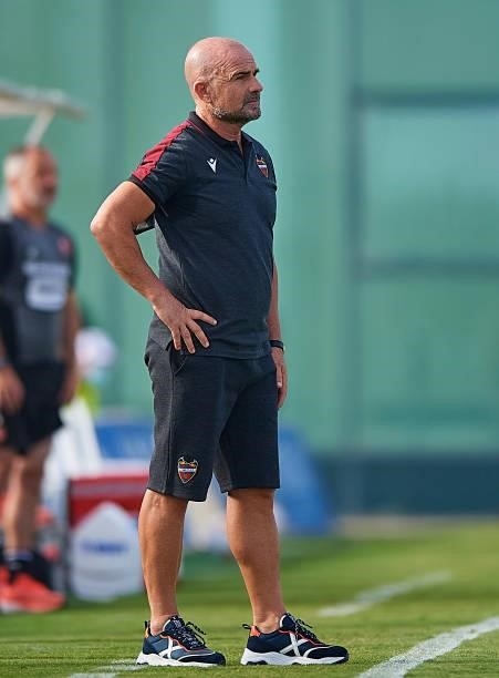 Paco Lopez, Manager of Levante UD during a Pre-Season friendly match between Levante UD and Stade Rennais at Pinatar Arena on July 24, 2021 in...