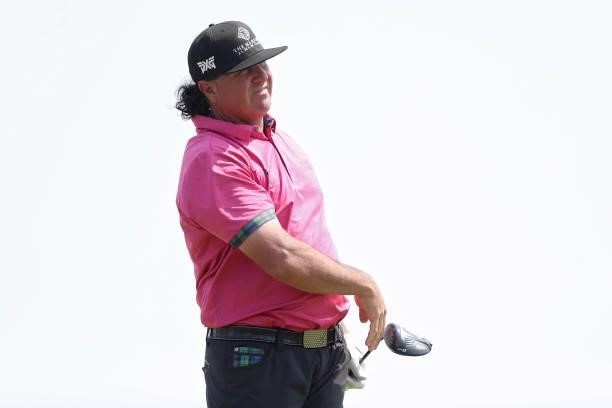 Pat Perez plays his shot from the 18th tee during the Third Round of the 3M Open at TPC Twin Cities on July 24, 2021 in Blaine, Minnesota.