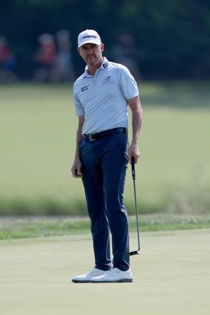 Jimmy Walker looks on from the 17th green during the Third Round of the 3M Open at TPC Twin Cities on July 24, 2021 in Blaine, Minnesota.