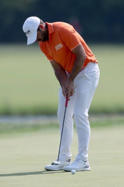 Charl Schwartzel of South Africa putts on the 17th green during the Third Round of the 3M Open at TPC Twin Cities on July 24, 2021 in Blaine,...