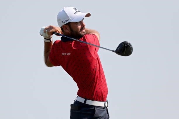 Troy Merritt plays his shot from the 18th tee during the Third Round of the 3M Open at TPC Twin Cities on July 24, 2021 in Blaine, Minnesota.