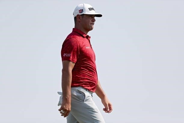 Gary Woodland walks off the 18th tee during the Third Round of the 3M Open at TPC Twin Cities on July 24, 2021 in Blaine, Minnesota.