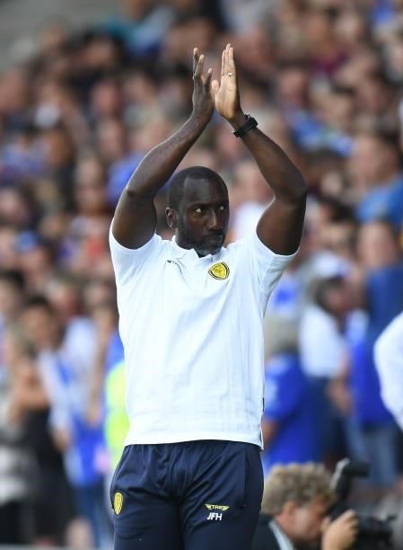 Burton Albion Manager Jimmy Floyd Hasselbaink during the Pre-Season Friendly match between Burton Albion and Leicester City at Pirelli Stadium on...