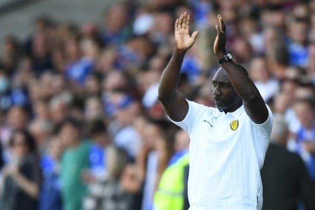Burton Albion Manager Jimmy Floyd Hasselbaink during the Pre-Season Friendly match between Burton Albion and Leicester City at Pirelli Stadium on...