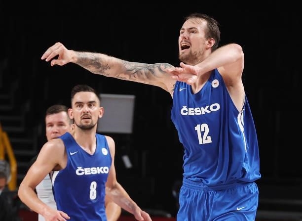 Ondrej Balvin of Team Czech Republic reacts during the first half on day two of the Tokyo 2020 Olympic Games against Islamic Republic of Iran at...