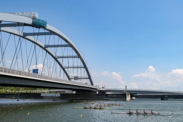 General view of the Women's Four Repechage 1 on day two of the Tokyo 2020 Olympic Games at Sea Forest Waterway on July 25, 2021 in Tokyo, Japan.