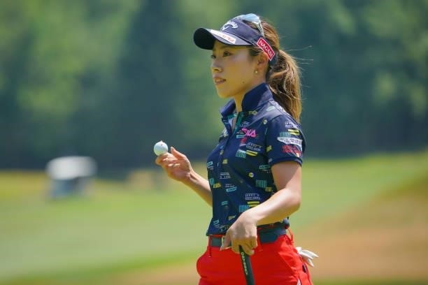 Ayako Kimura of Japan is seen on the 8th green during the final round of Daito Kentaku eHeyanet Ladies at Takino Country Club on July 25, 2021 in...