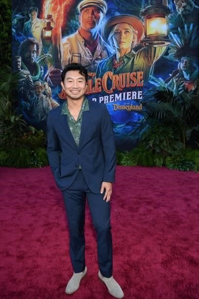 Simu Liu arrives at the world premiere for JUNGLE CRUISE, held at Disneyland in Anaheim, California on July 24, 2021.