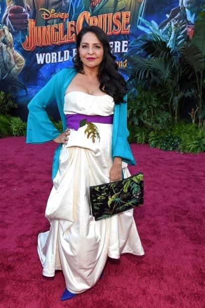 Veronica Falcón arrives at the world premiere for JUNGLE CRUISE, held at Disneyland in Anaheim, California on July 24, 2021.