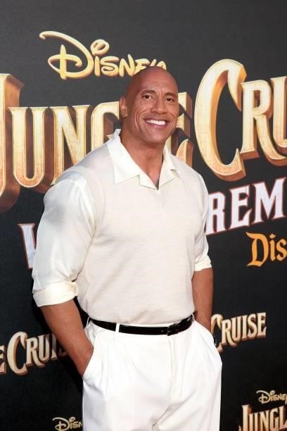 Dwayne Johnson arrives at the world premiere for JUNGLE CRUISE, held at Disneyland in Anaheim, California on July 24, 2021.