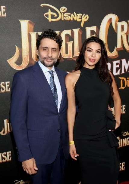 Jaume Collet-Serra and Diba Adami arrives at the world premiere for JUNGLE CRUISE, held at Disneyland in Anaheim, California on July 24, 2021.