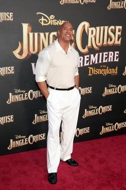 Dwayne Johnson arrives at the world premiere for JUNGLE CRUISE, held at Disneyland in Anaheim, California on July 24, 2021.