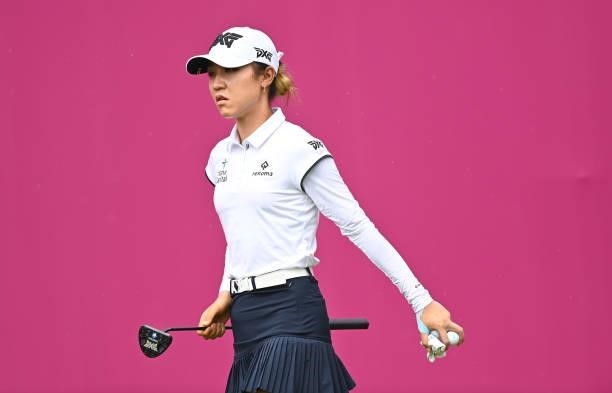 Lydia Ko of New Zealand looks on during day three of the The Amundi Evian Championship at Evian Resort Golf Club on July 24, 2021 in Evian-les-Bains,...
