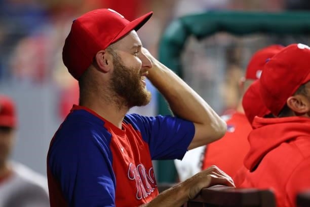 Zack Wheeler of the Philadelphia Phillies in action against the Atlanta Braves during a game at Citizens Bank Park on July 24, 2021 in Philadelphia,...