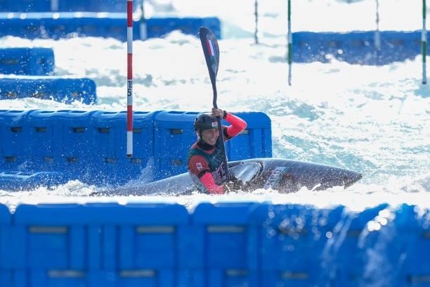 Martina Wegman of the Netherlands competing on Women's Kayak Heats 2nd Run during the Tokyo 2020 Olympic Games at the Kasai Canoe Slalom Centre on...