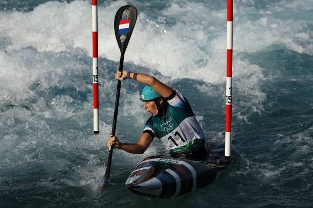 Marie-Zelia Lafont of Team France competes in the Women's Kayak Slalom Heats 2nd Run on day two of the Tokyo 2020 Olympic Games at Kasai Canoe Slalom...