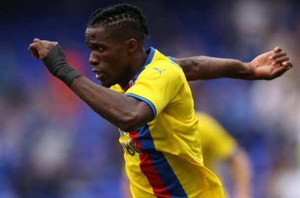 Wilfried Zaha of Crystal Palace looks on during the pre-season friendly match between Ipswich Town and Crystal Palace at Portman Road on July 24,...