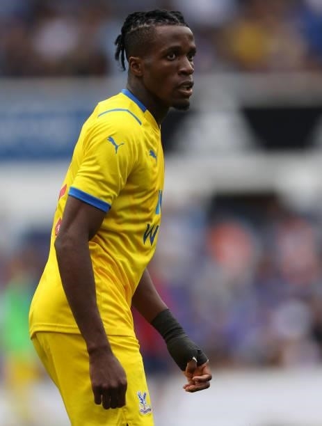 Wilfried Zaha of Crystal Palace looks on during the pre-season friendly match between Ipswich Town and Crystal Palace at Portman Road on July 24,...