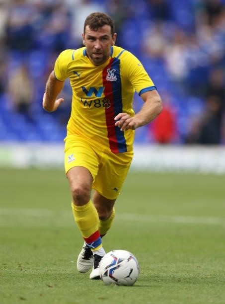 James McArthur of Crystal Palace runs with the ball during the pre-season friendly match between Ipswich Town and Crystal Palace at Portman Road on...