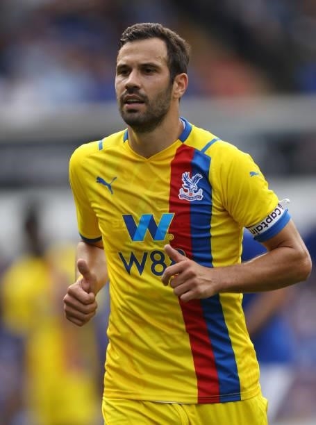 Luka Milivojevic of Crystal Palace looks on during the pre-season friendly match between Ipswich Town and Crystal Palace at Portman Road on July 24,...