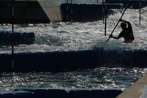 Alsu Minazova of Team ROC competes in the Women's Kayak Slalom Heats 2nd Run on day two of the Tokyo 2020 Olympic Games at Kasai Canoe Slalom Centre...