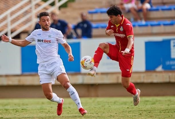 Carles Alena of Getafe CF in action during a Pre-Season friendly match between Getafe CF and Atromitos at La Manga Club on July 24, 2021 in...