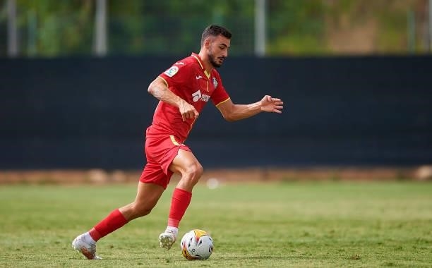 Juan Iglesias of Getafe CF in action during a Pre-Season friendly match between Getafe CF and Atromitos at La Manga Club on July 24, 2021 in...