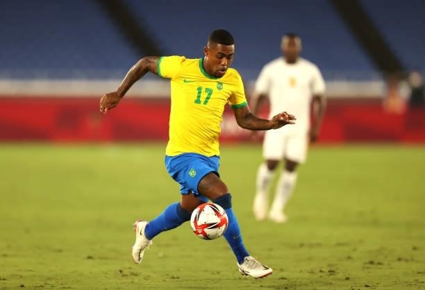 Malcom of Team Brazil runs with the ball during the Men's First Round Group D match between Brazil and Cote d'Ivoire on day two of the Tokyo 2020...