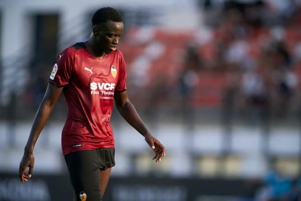 Mouctar Diakhaby of Valencia CF looks on during the pre-season friendly match between Valencia CF and FC Cartagena at Antonio Puchades Stadium on...