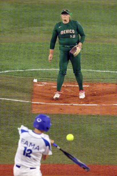 Dallas Escobedo of Team Mexico pitches against Amanda Fama of Team Italy in the first inning during the Softball Opening Round on day two of the...