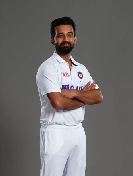 Ajinkya Rahane of India poses during a portrait session at the Radisson Blu Hotel on July 23, 2021 in Durham, England.