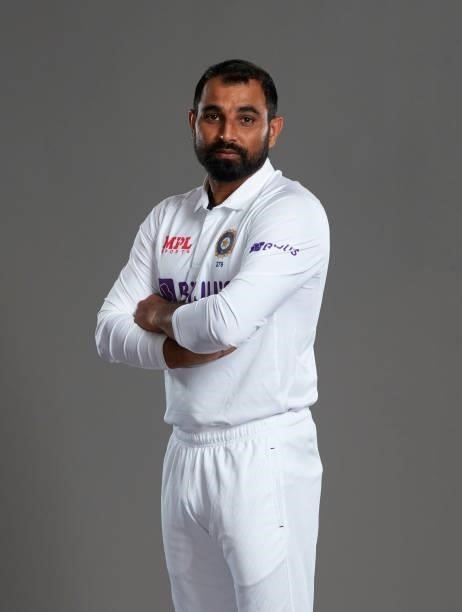 Mohammed Shami of India poses during a portrait session at the Radisson Blu Hotel on July 23, 2021 in Durham, England.