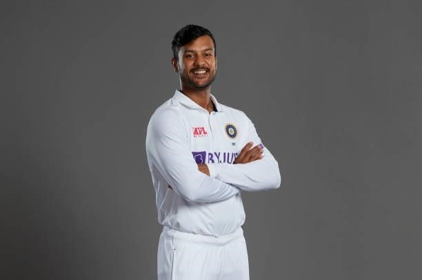 Mayank Agarwal of India poses during a portrait session at the Radisson Blu Hotel on July 23, 2021 in Durham, England.