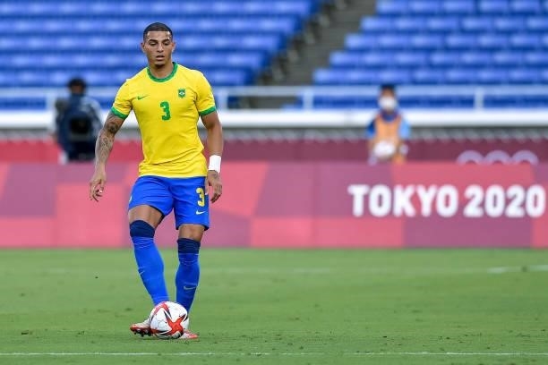 Diego Carlos of Brazil during the Tokyo 2020 Olympic Mens Football Tournament match between Brazil and Ivory Coast at Nissan Stadium on July 25, 2021...