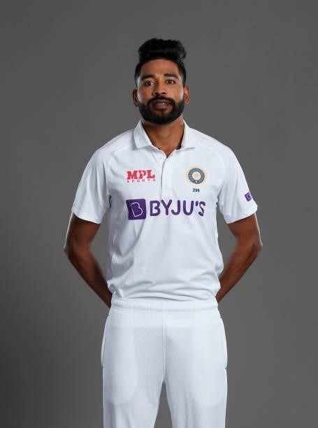 Mohammed Siraj of India poses during a portrait session at the Radisson Blu Hotel on July 23, 2021 in Durham, England.