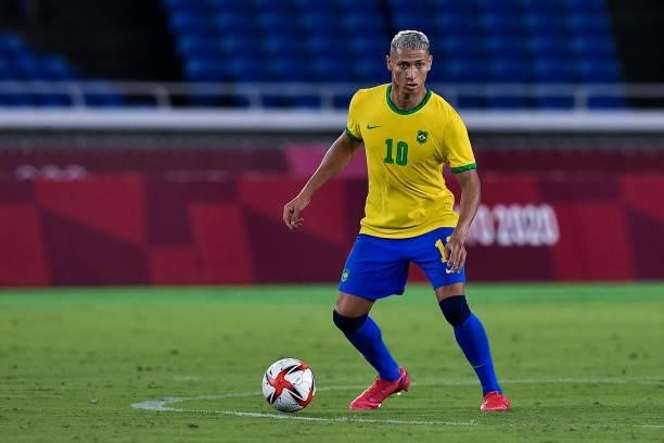 Richarlison of Brazil during the Tokyo 2020 Olympic Mens Football Tournament match between Brazil and Ivory Coast at Nissan Stadium on July 25, 2021...
