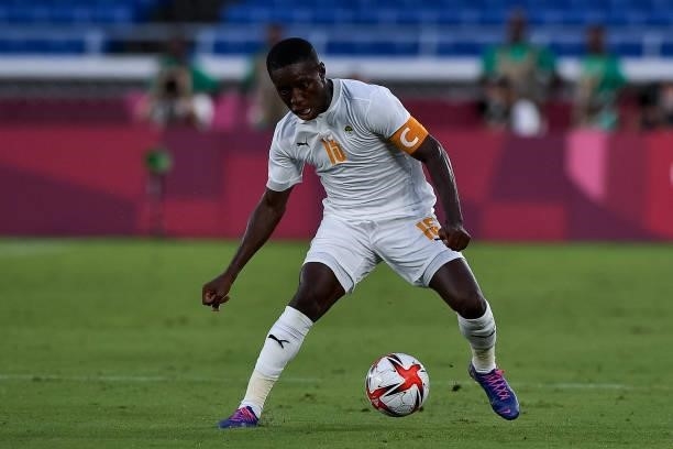 Max Gradel of Ivory Coast during the Tokyo 2020 Olympic Mens Football Tournament match between Brazil and Ivory Coast at Nissan Stadium on July 25,...