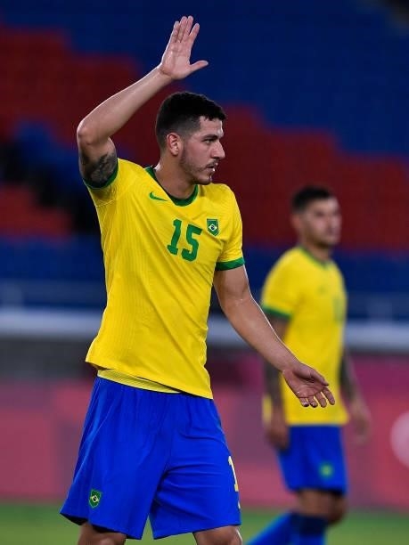Nino of Brazil during the Tokyo 2020 Olympic Mens Football Tournament match between Brazil and Ivory Coast at Nissan Stadium on July 25, 2021 in...