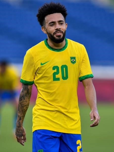 Claudinho of Brazil during the Tokyo 2020 Olympic Mens Football Tournament match between Brazil and Ivory Coast at Nissan Stadium on July 25, 2021 in...